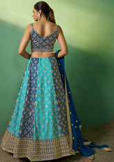Designer Blue detailed Indian tradition design on georgette lehenga with sequence and embroidery | bollywood lehenga